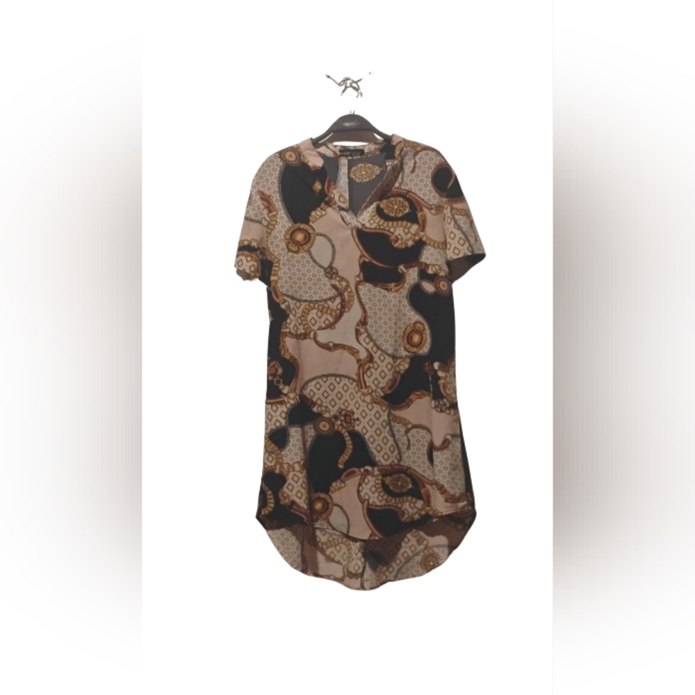 Chic Patterned Short Sleeve Dress